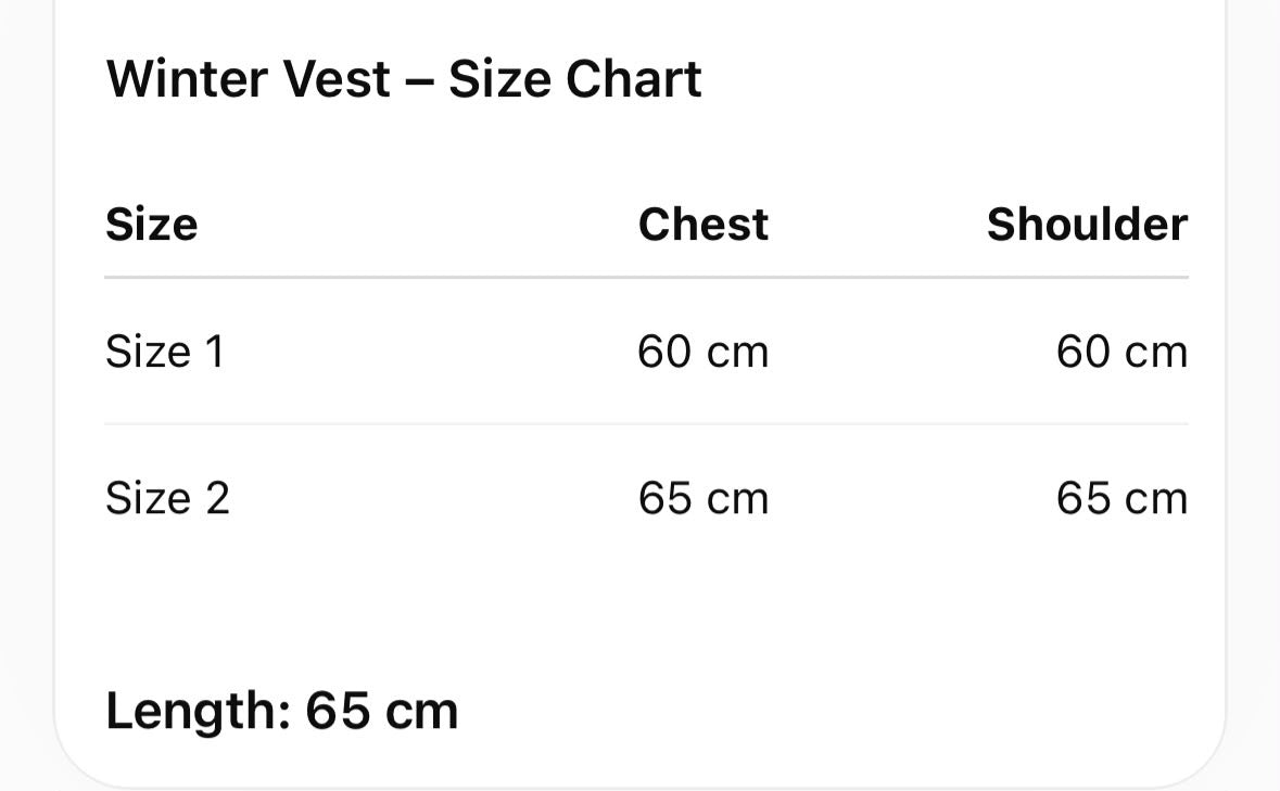 Size chart