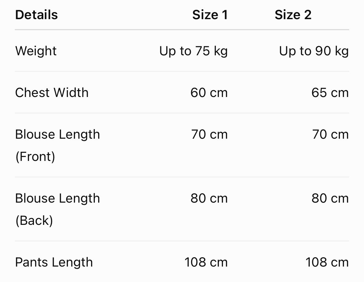 Size chart